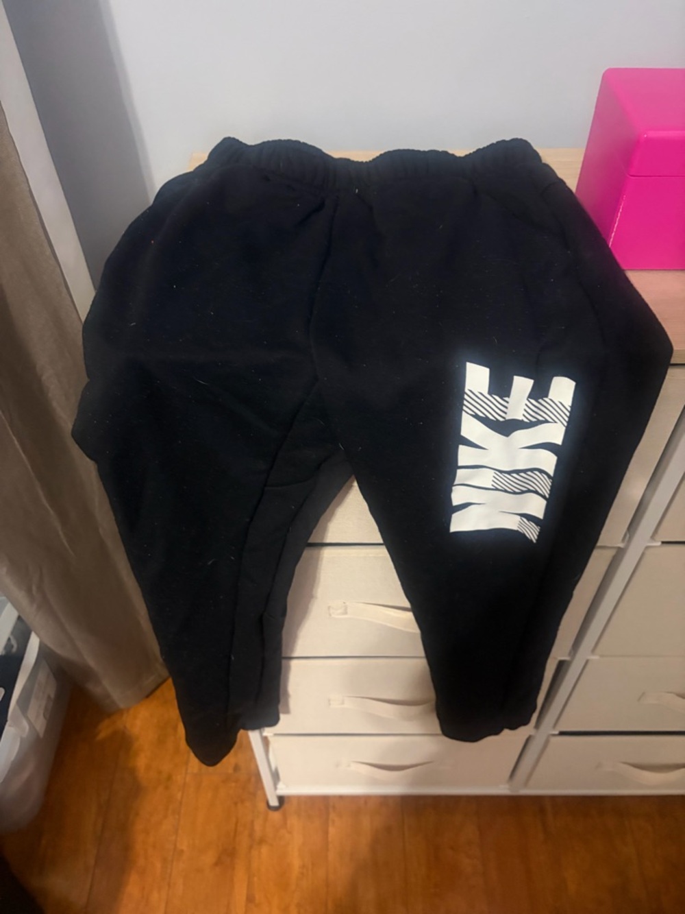 Nike Black Kids Sweatpants with White Side Graphic